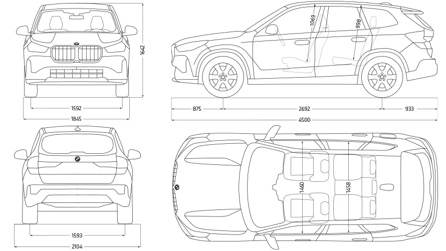 Розміри автомобіля BMW X1