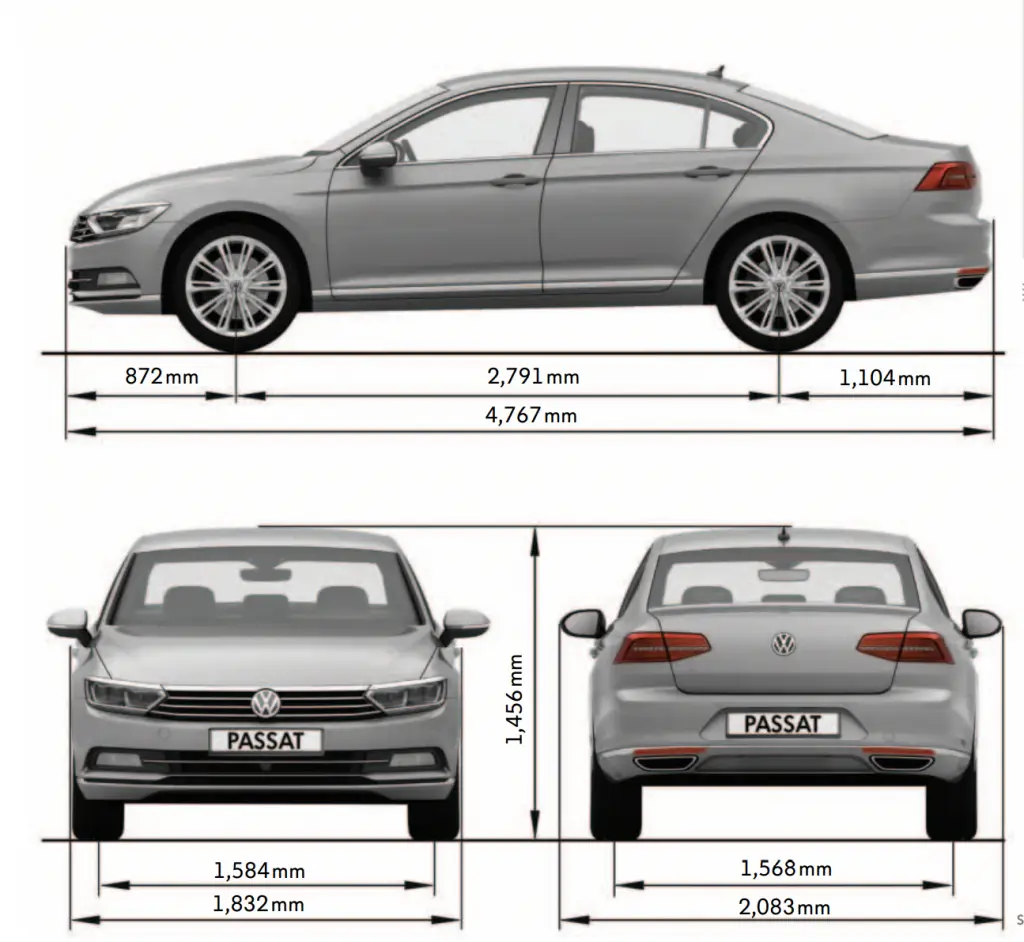 Розміри автомобіля Volkswagen Passat