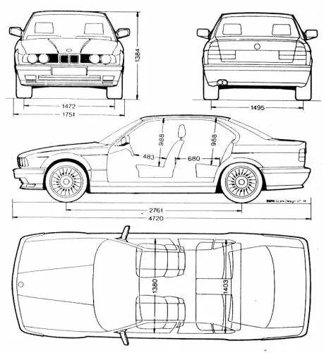 Розміри автомобіля BMW E34