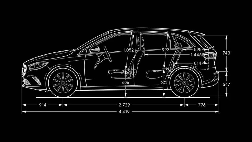 Розміри автомобіля Mercedes Benz B Class