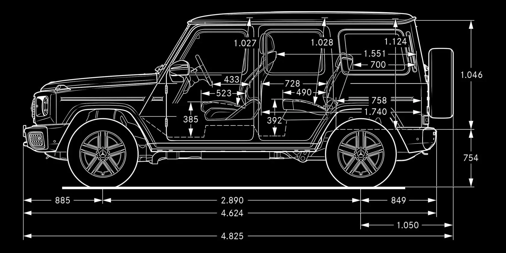 Розміри автомобіля Mercedes Benz G class