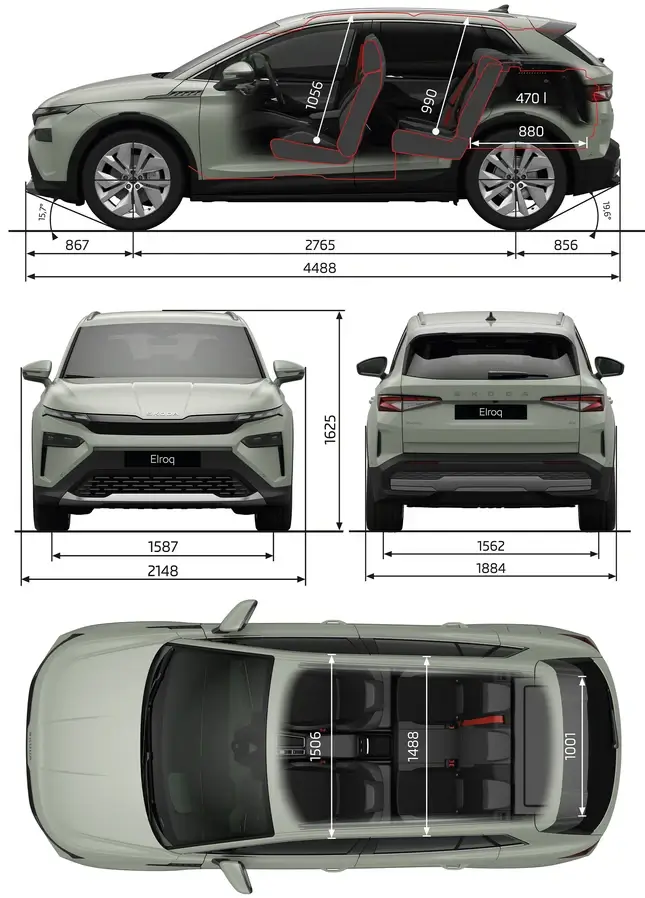 Розміри автомобіля Skoda Elroq