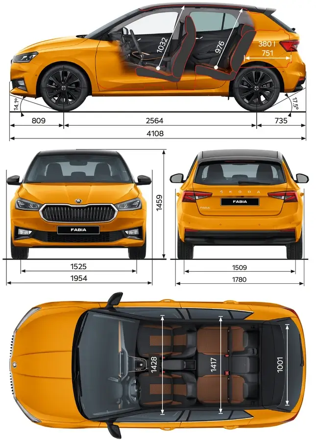 Розміри автомобіля Skoda Fabia