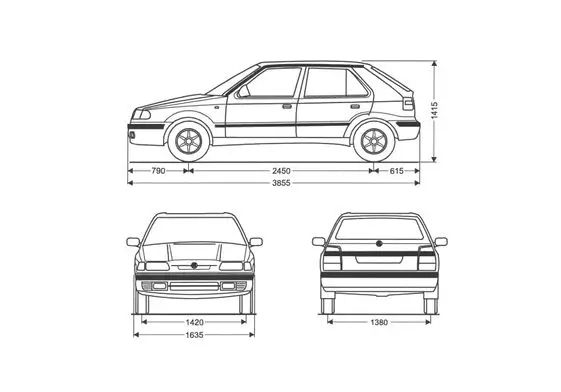 Розміри автомобіля Skoda Felicia