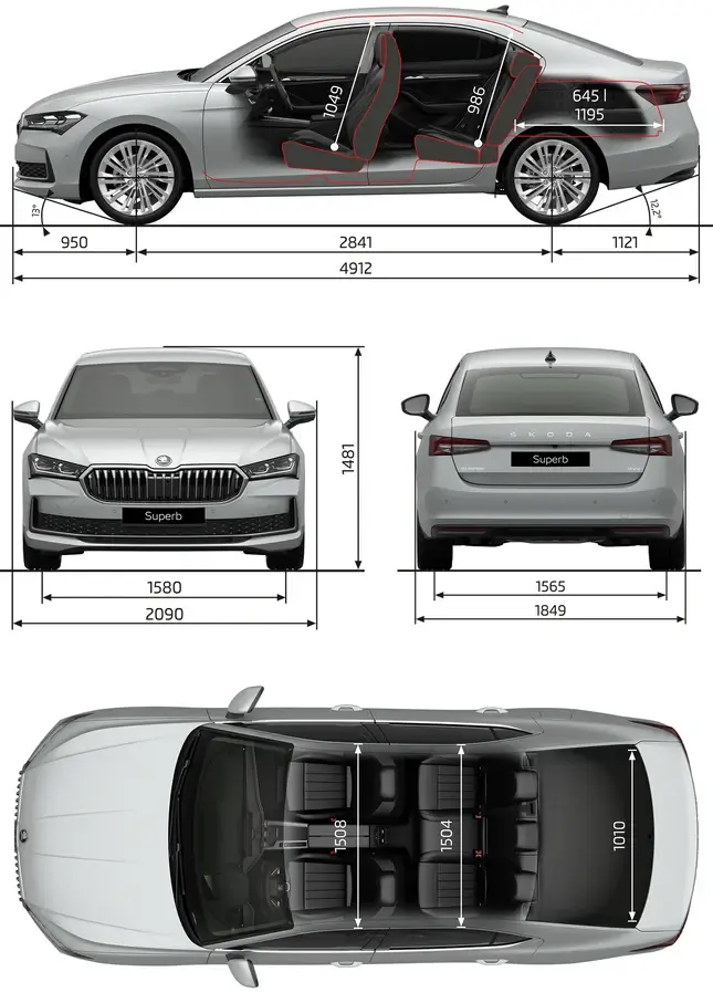 Розміри автомобіля Skoda Superb