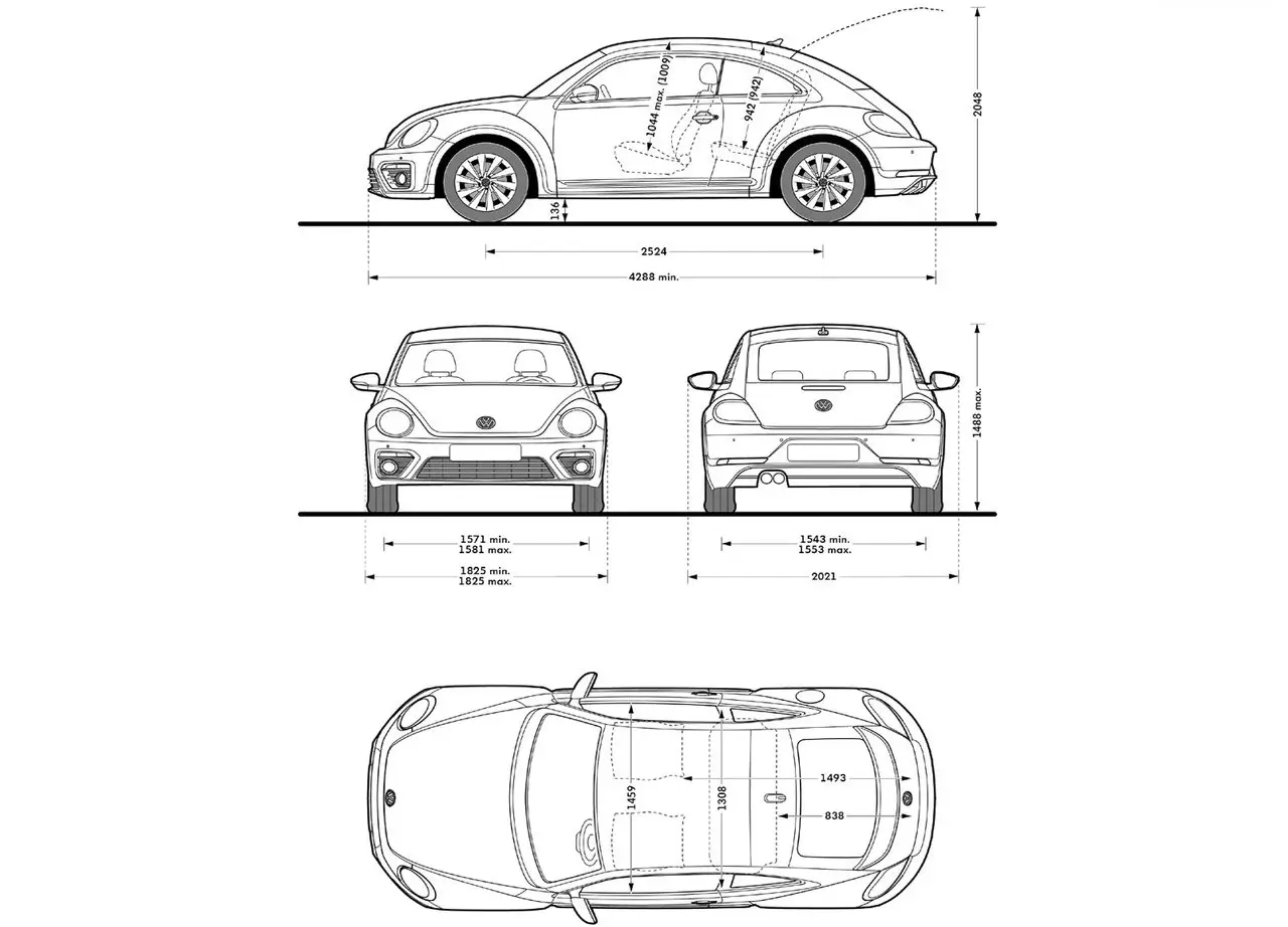 Розміри автомобіля Volkswagen Beetle (Жук)